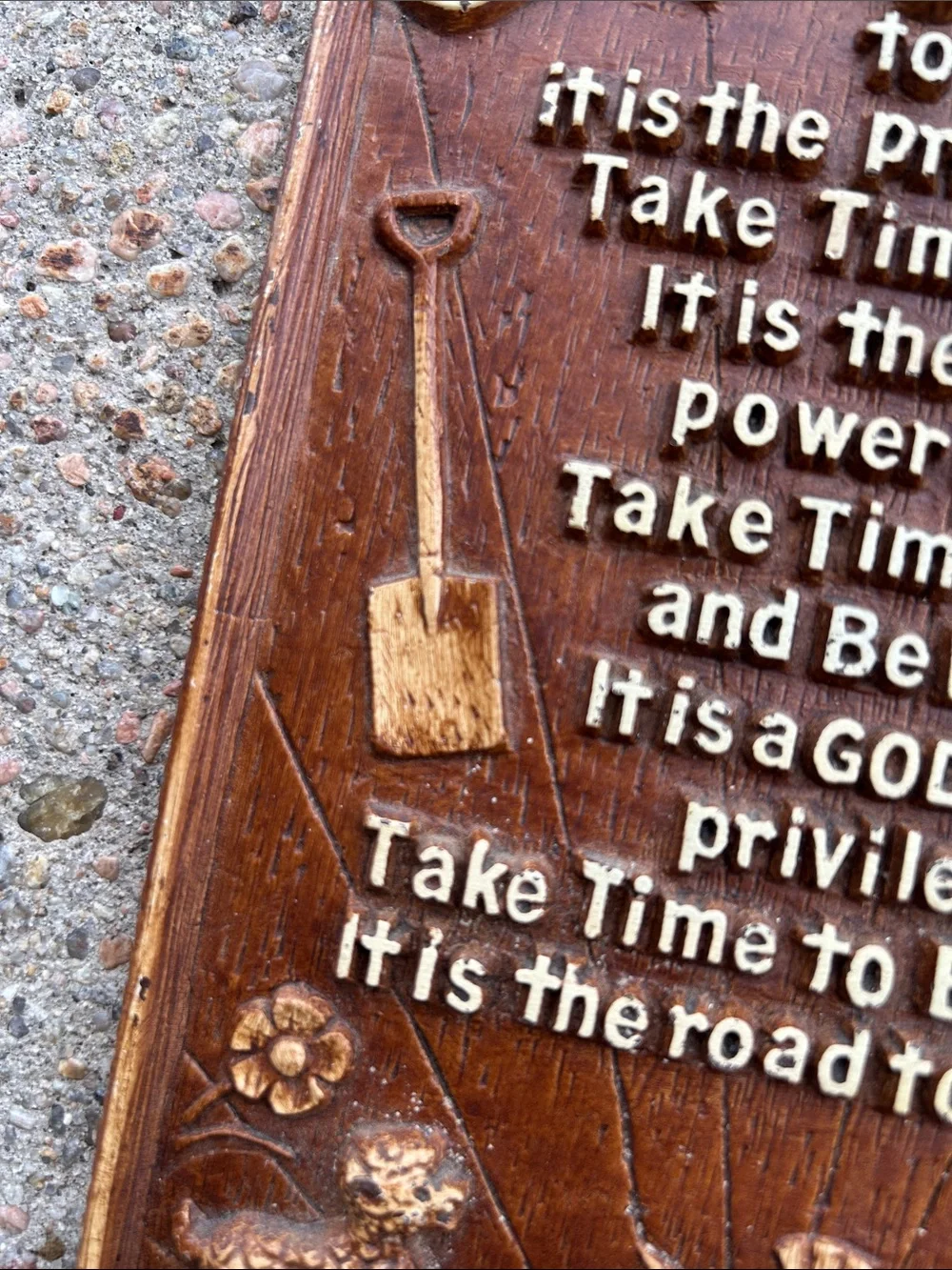 Vintage Take Time Wall Plaque - Brown with Yellow Accent